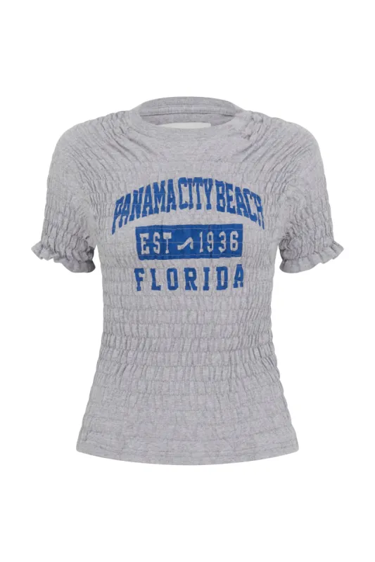 The Reconstituted Shirred T-shirt- Grey sold by Conner Ives