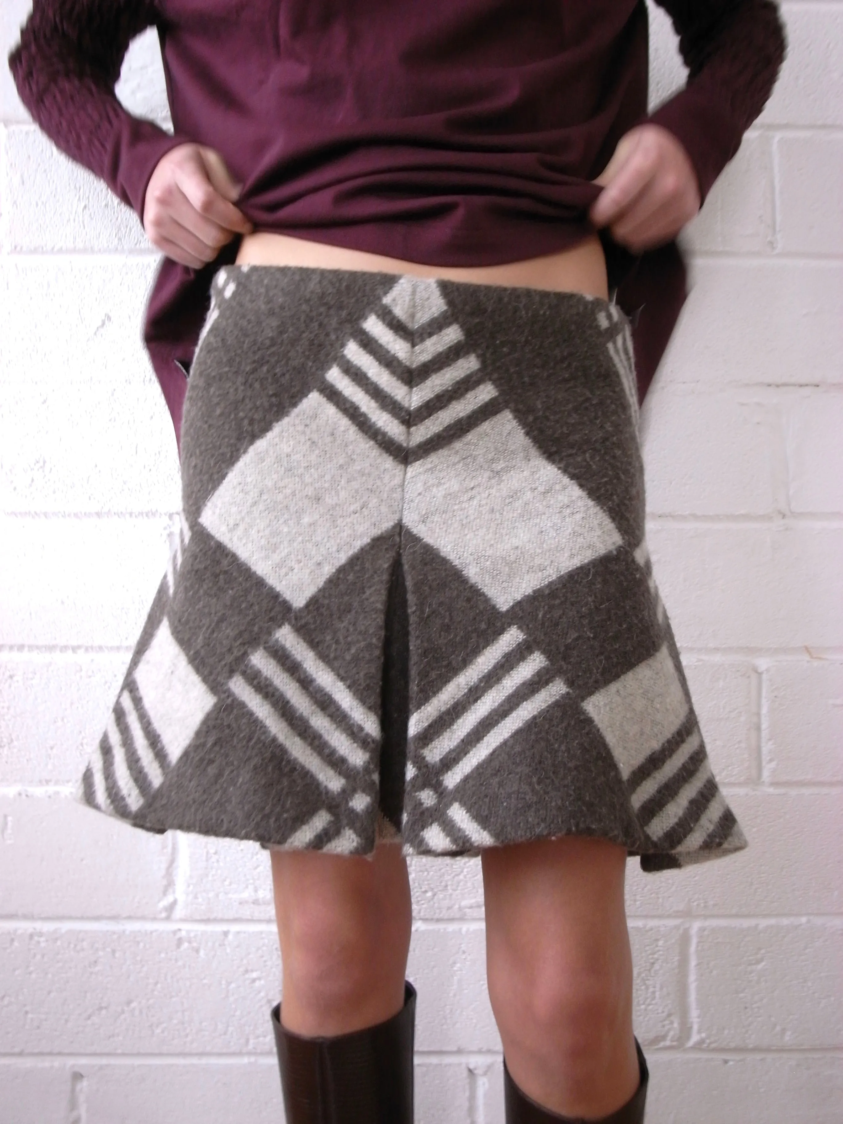The Reconstituted Military Blanket Pleated Skirt sold by Conner Ives product image thumbnail 4