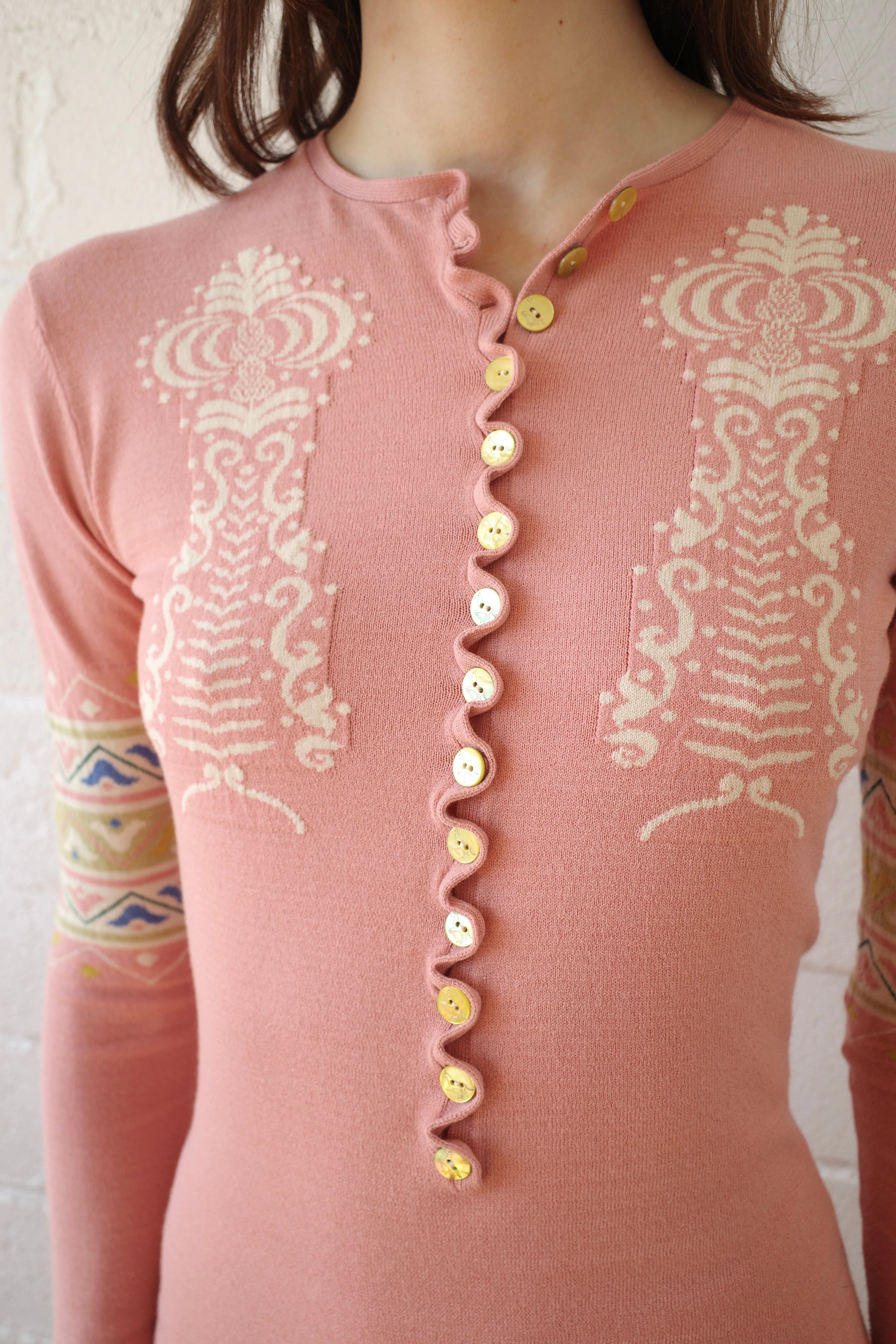 Knit Salmon Henley sold by Conner Ives product image thumbnail 3
