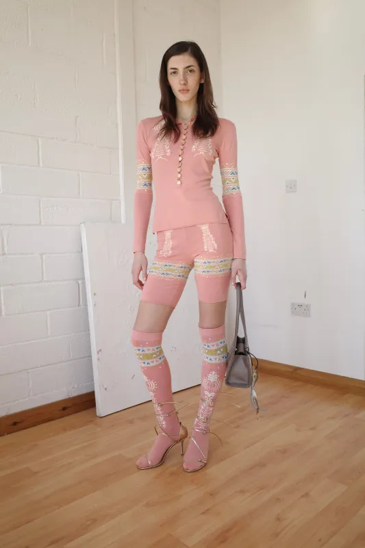 Knit Salmon Henley sold by Conner Ives