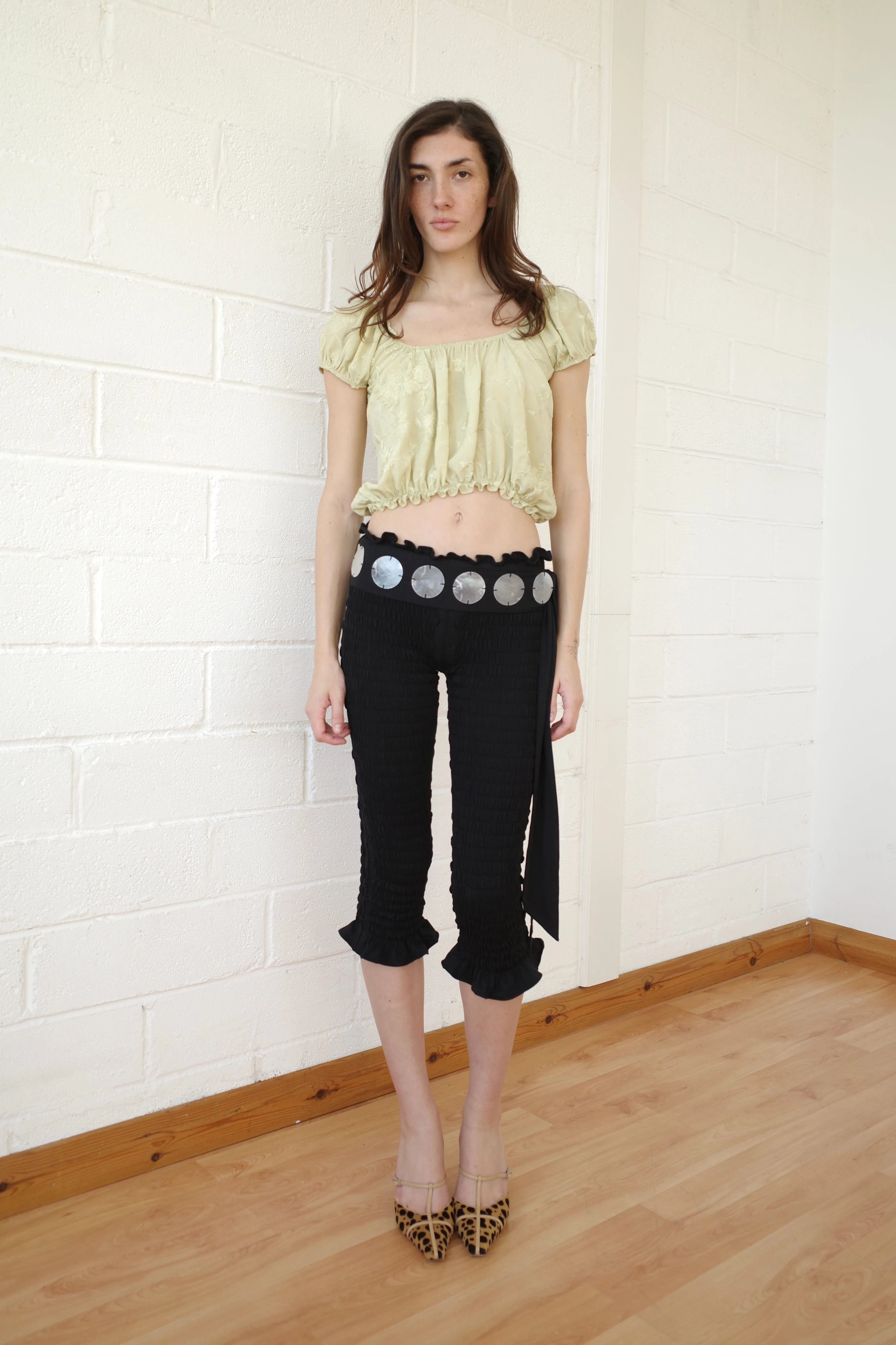 The Shirred Capri with Mother of Pearl Belt sold by Conner Ives product image thumbnail 4