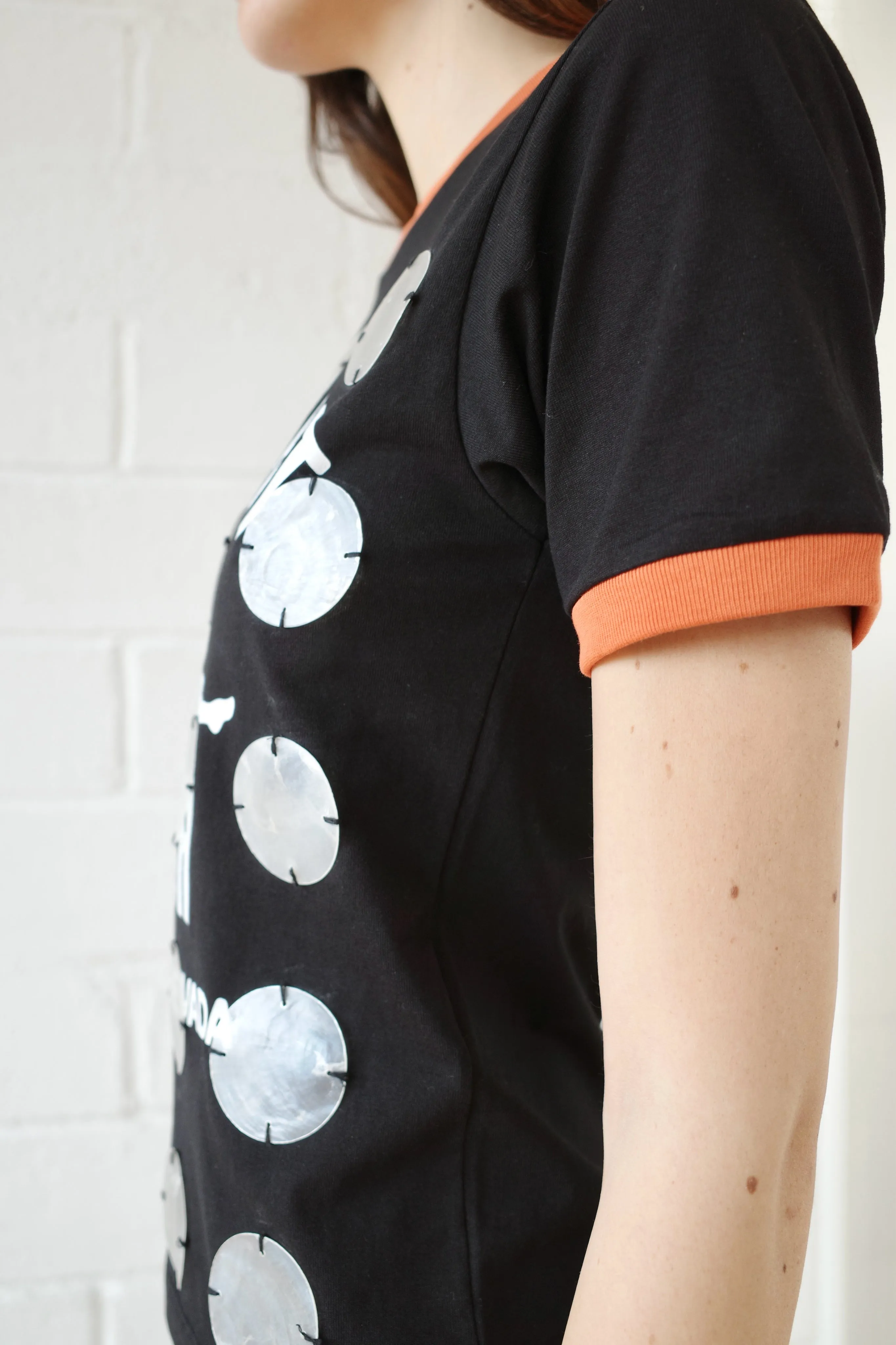 The Mother of pearl Paillette Ringer Tee - Black sold by Conner Ives product image thumbnail 5