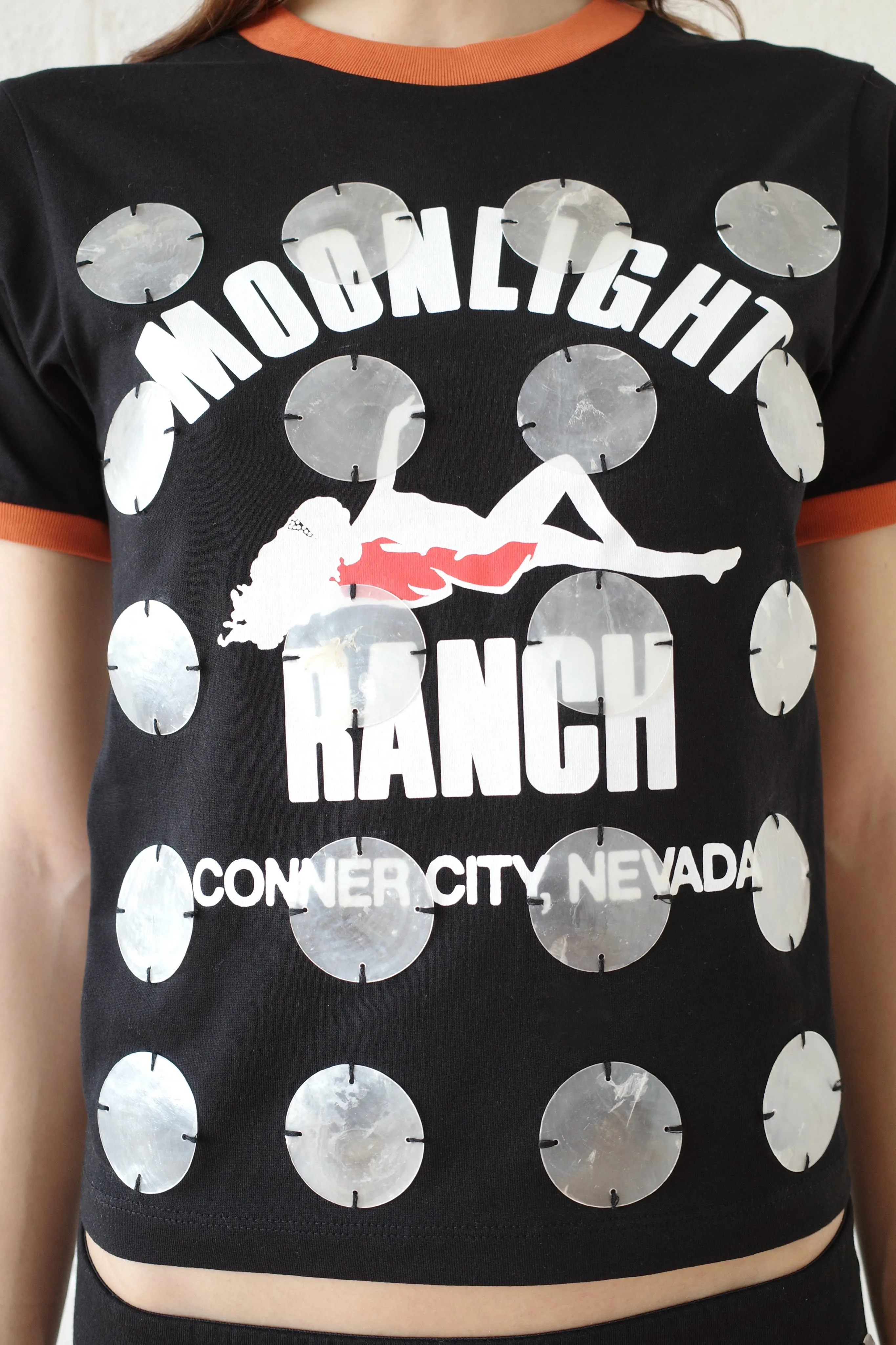 The Mother of pearl Paillette Ringer Tee - Black sold by Conner Ives product image thumbnail 4