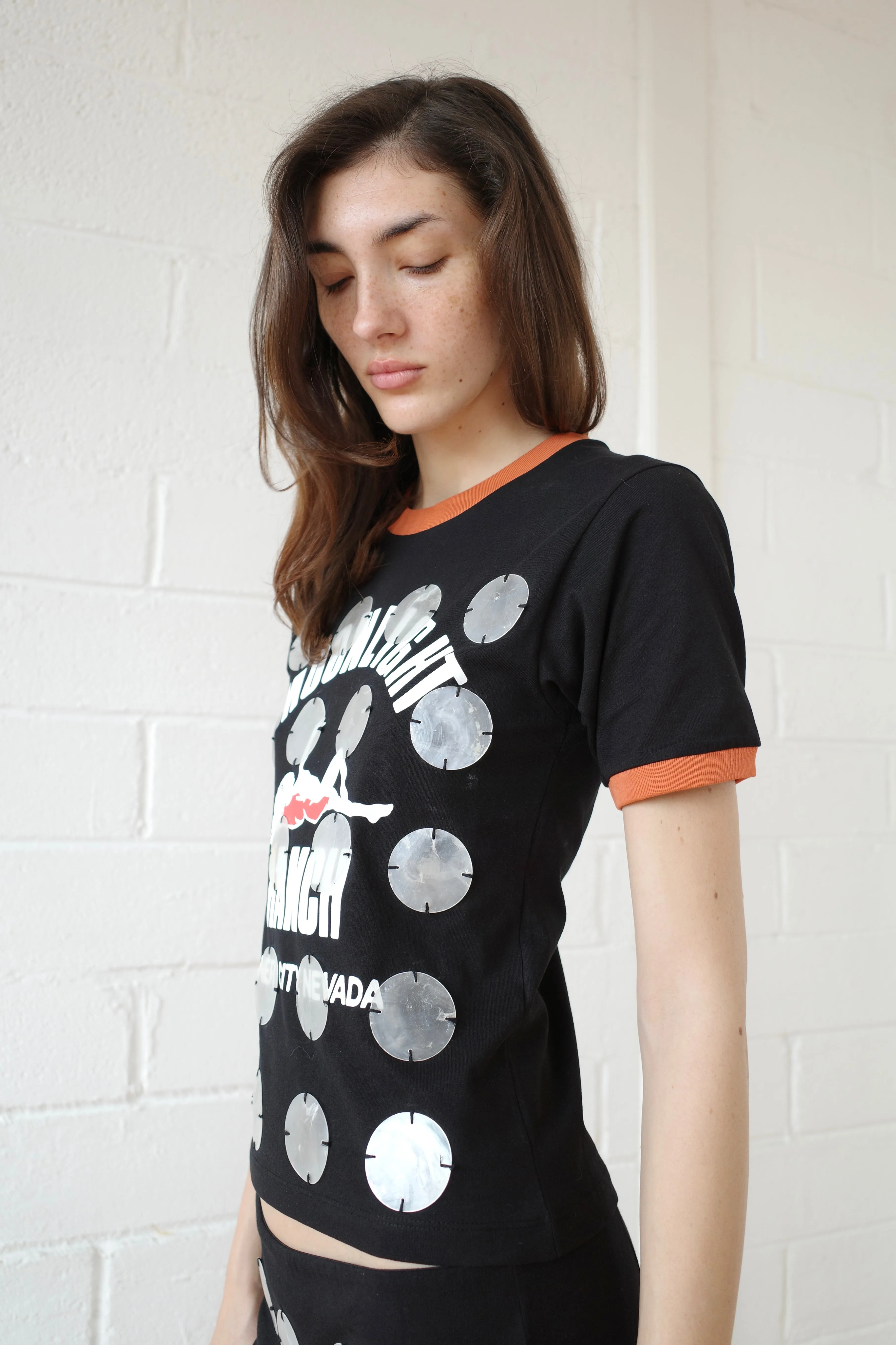 The Mother of pearl Paillette Ringer Tee - Black sold by Conner Ives product image thumbnail 3