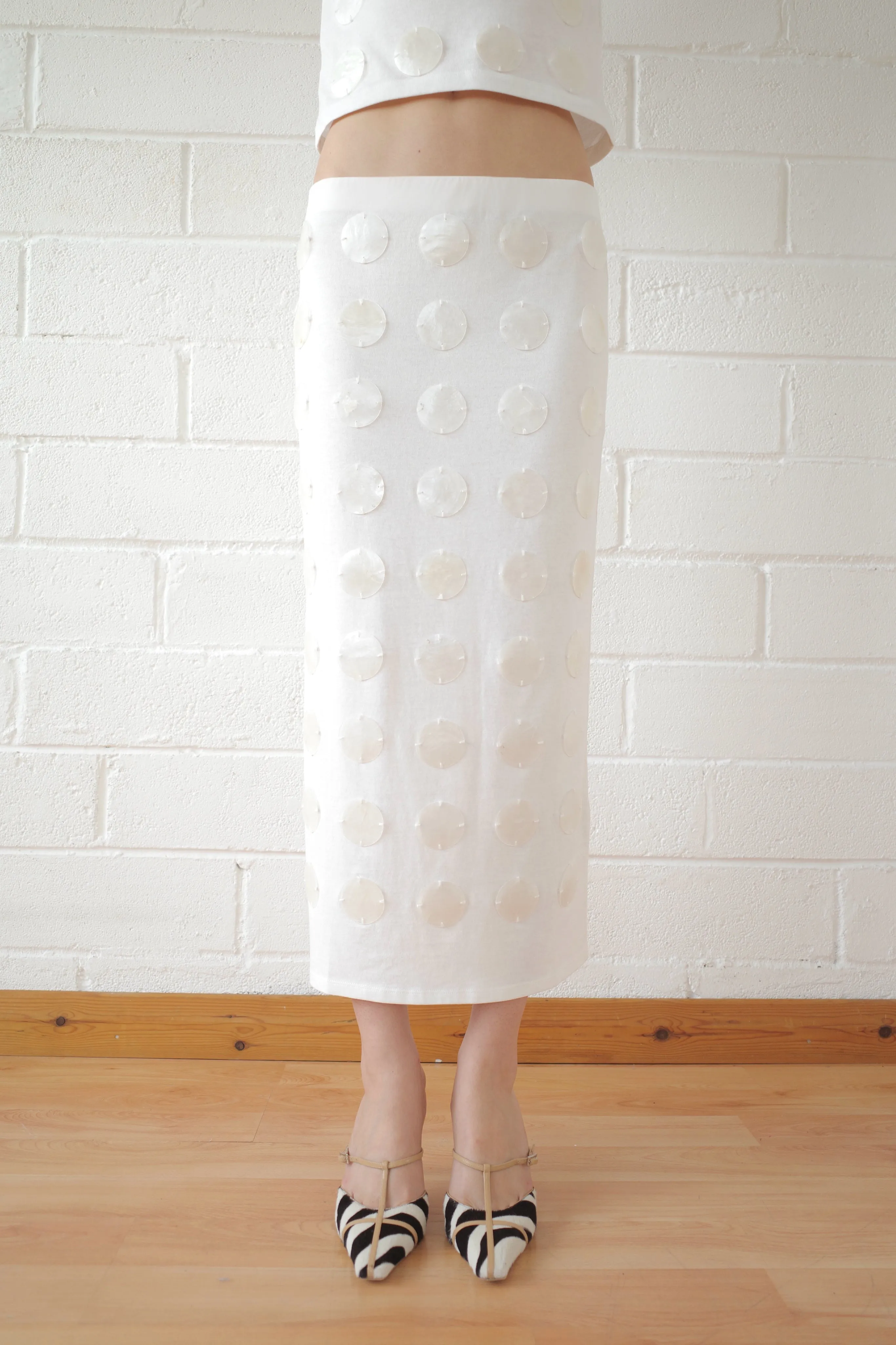 Mother of Pearl Paillette Maxi Skirt sold by Conner Ives