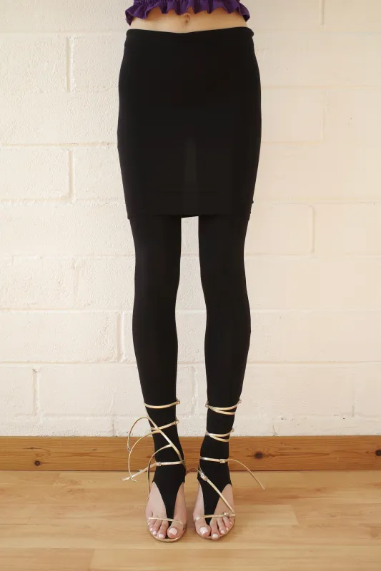 Black Skirt Thong Legging made by Conner Ives