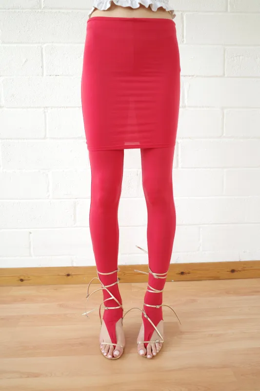 Red Skirt Thong Legging sold by Conner Ives