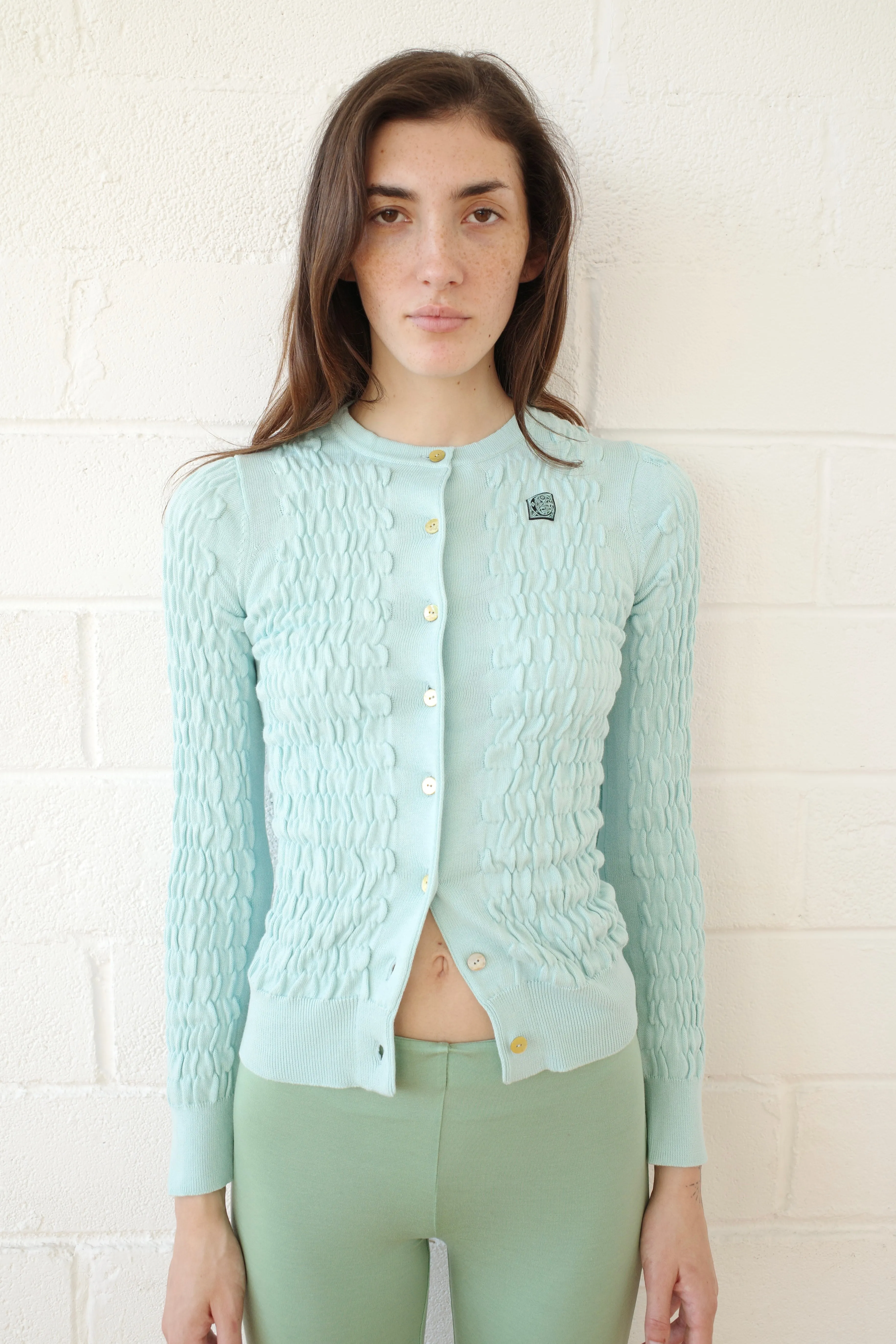Shirred Knit Cashmere Cardigan sold by Conner Ives product image thumbnail 2