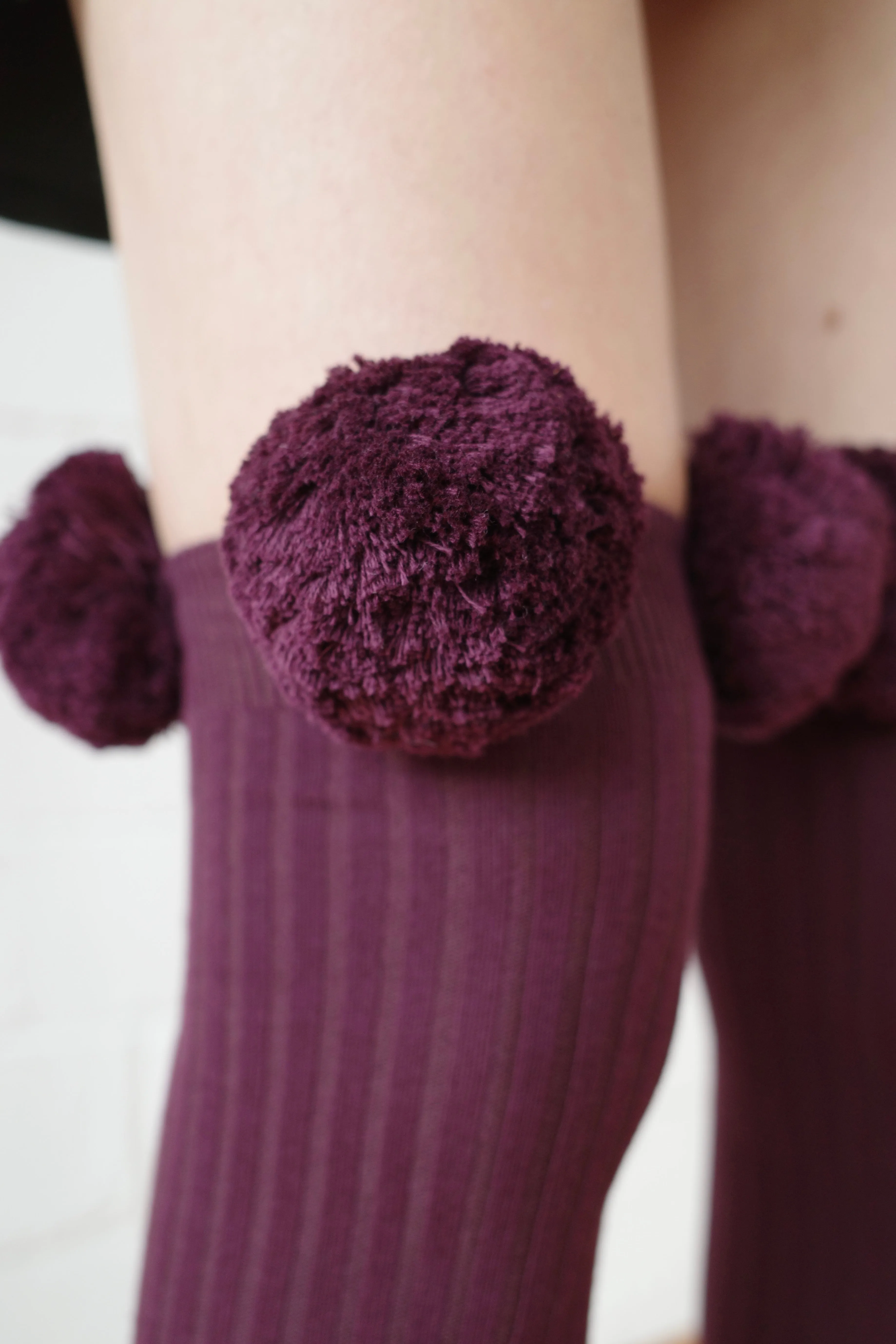 Burgundy Pom Pom Sock sold by Conner Ives product image thumbnail 4