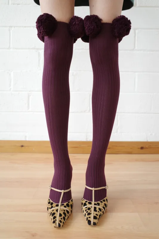 Burgundy Pom Pom Sock made by Conner Ives