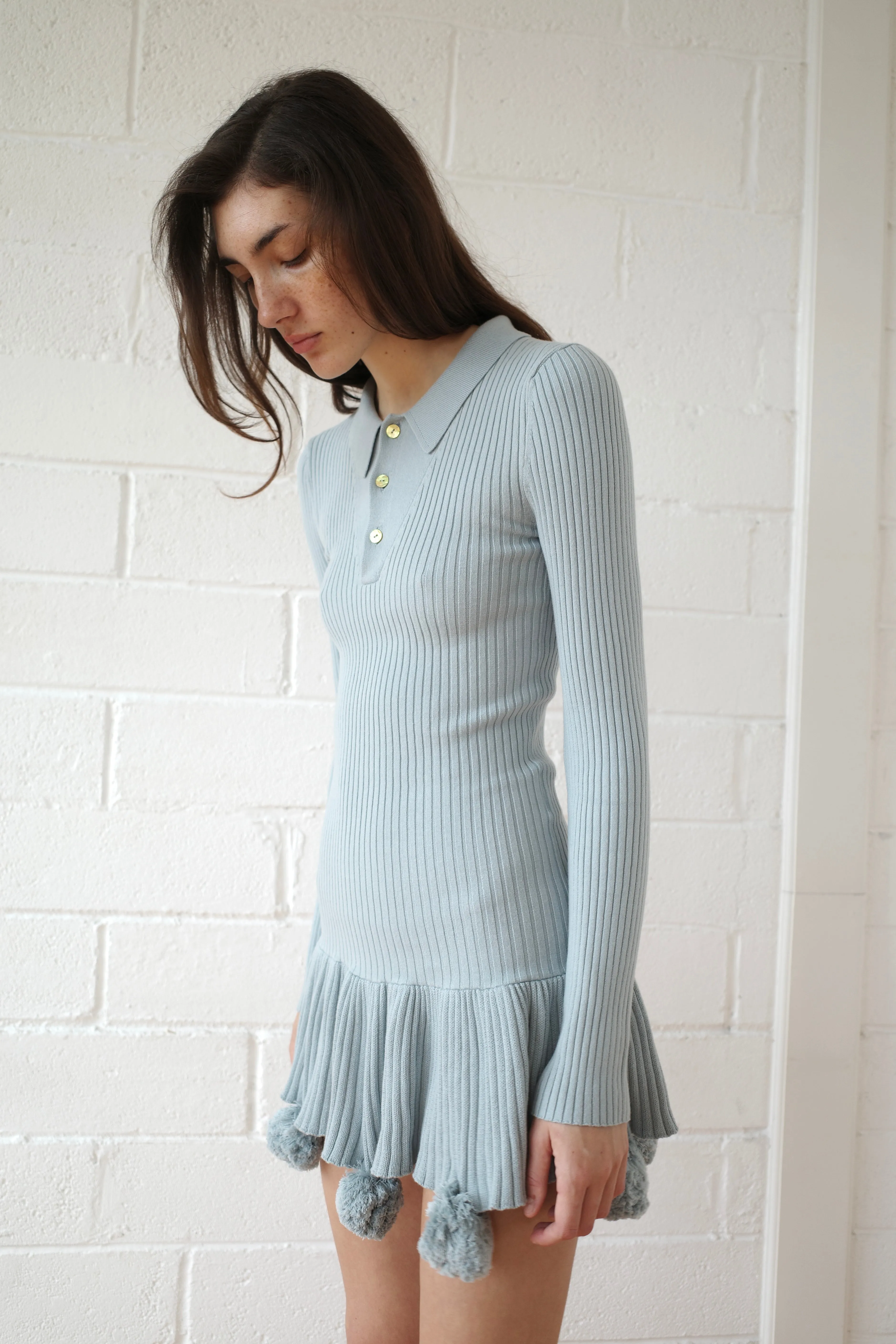 The Pom Pom Polo Dress - Grey sold by Conner Ives product image thumbnail 4