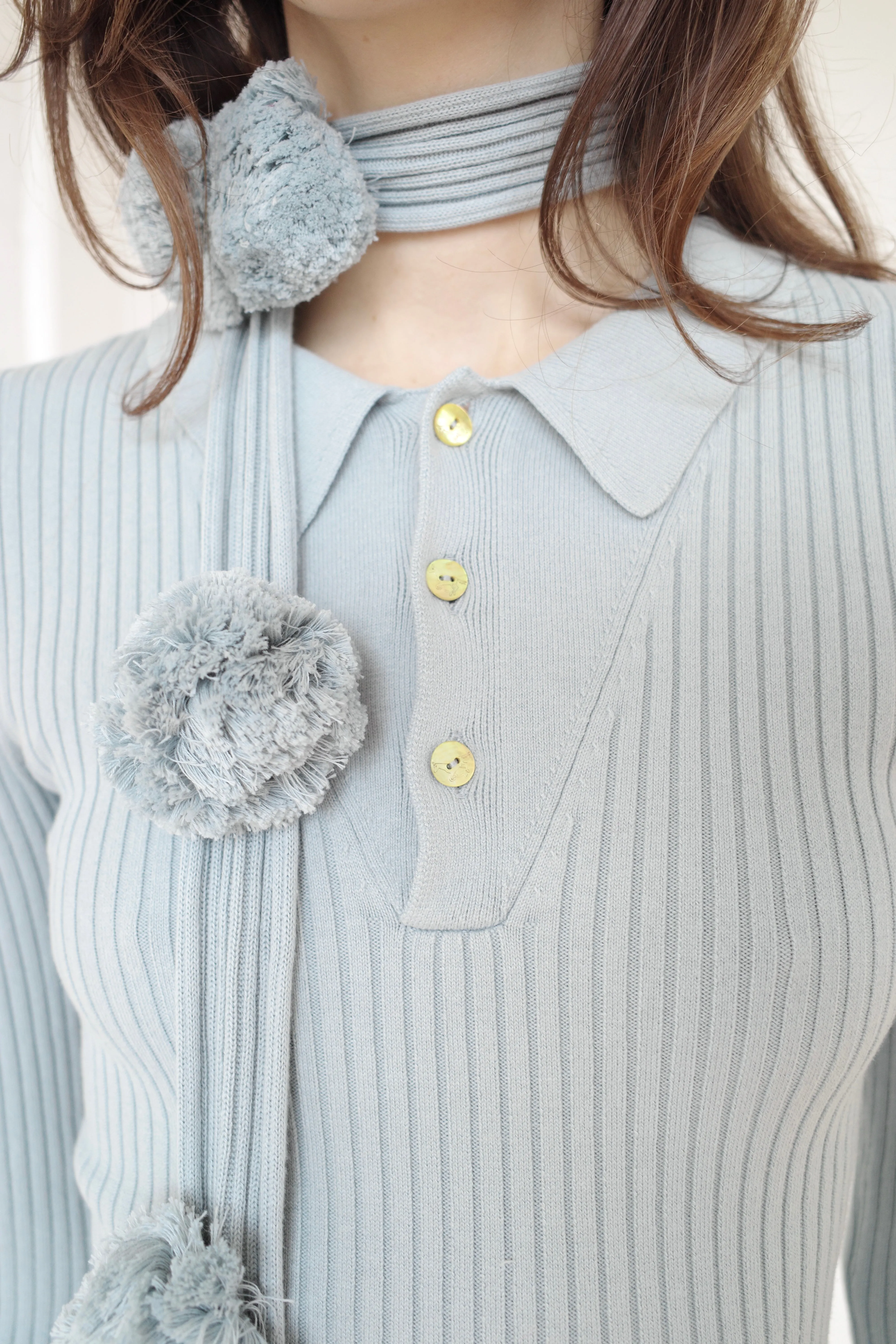 The Pom Pom Polo Dress - Grey sold by Conner Ives product image thumbnail 5