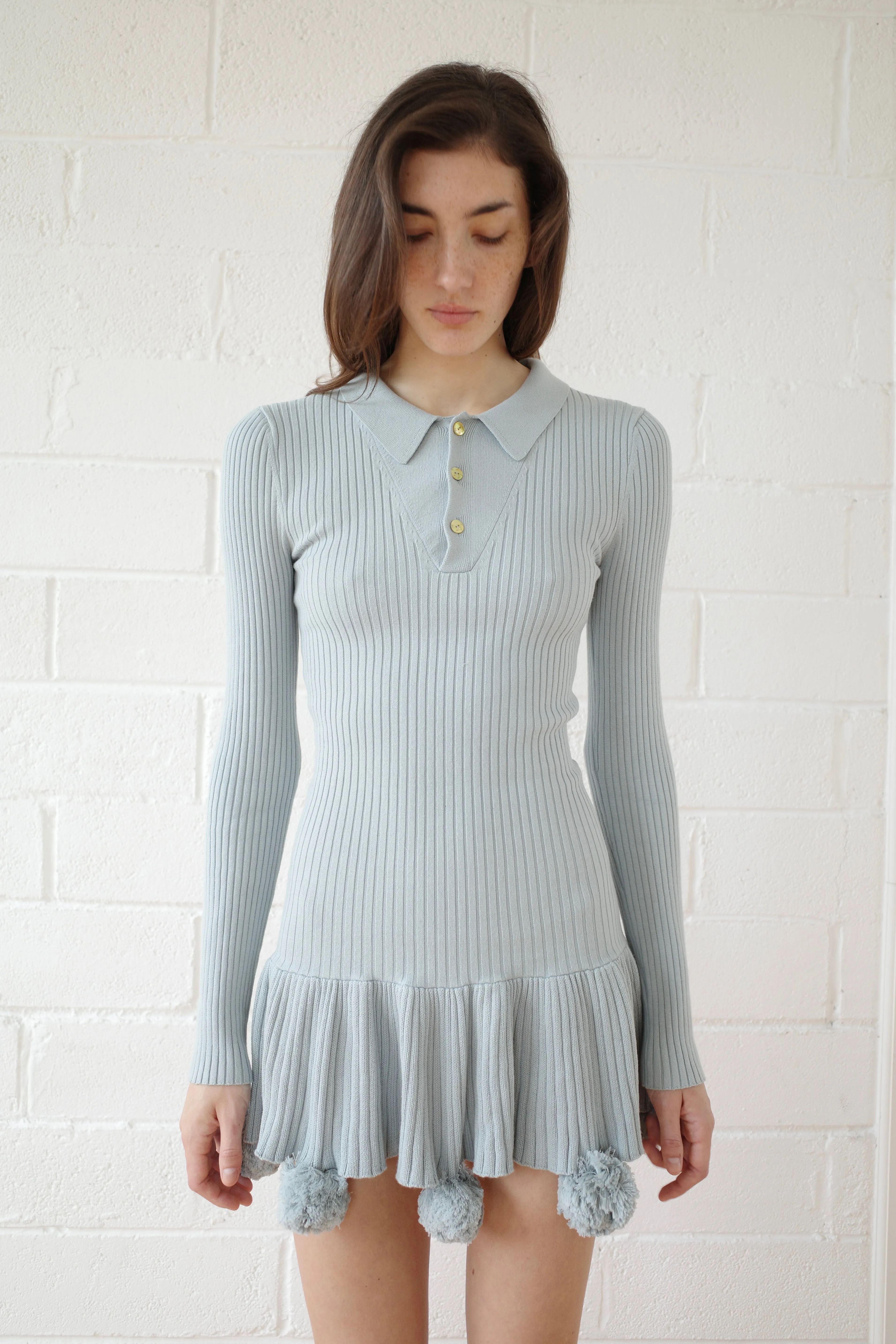 The Pom Pom Polo Dress - Grey sold by Conner Ives product image thumbnail 3