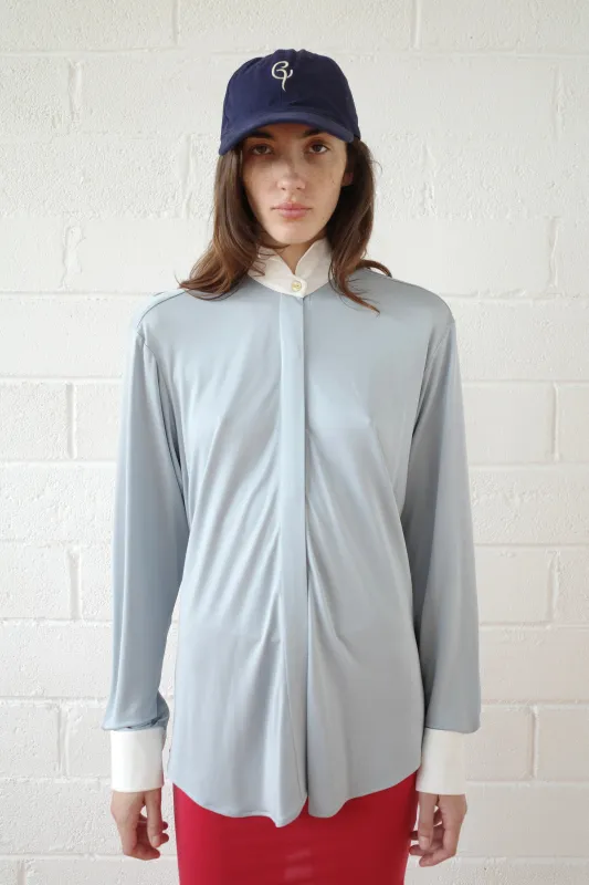 Silk Jersey Winged Collar Shirt made by Conner Ives
