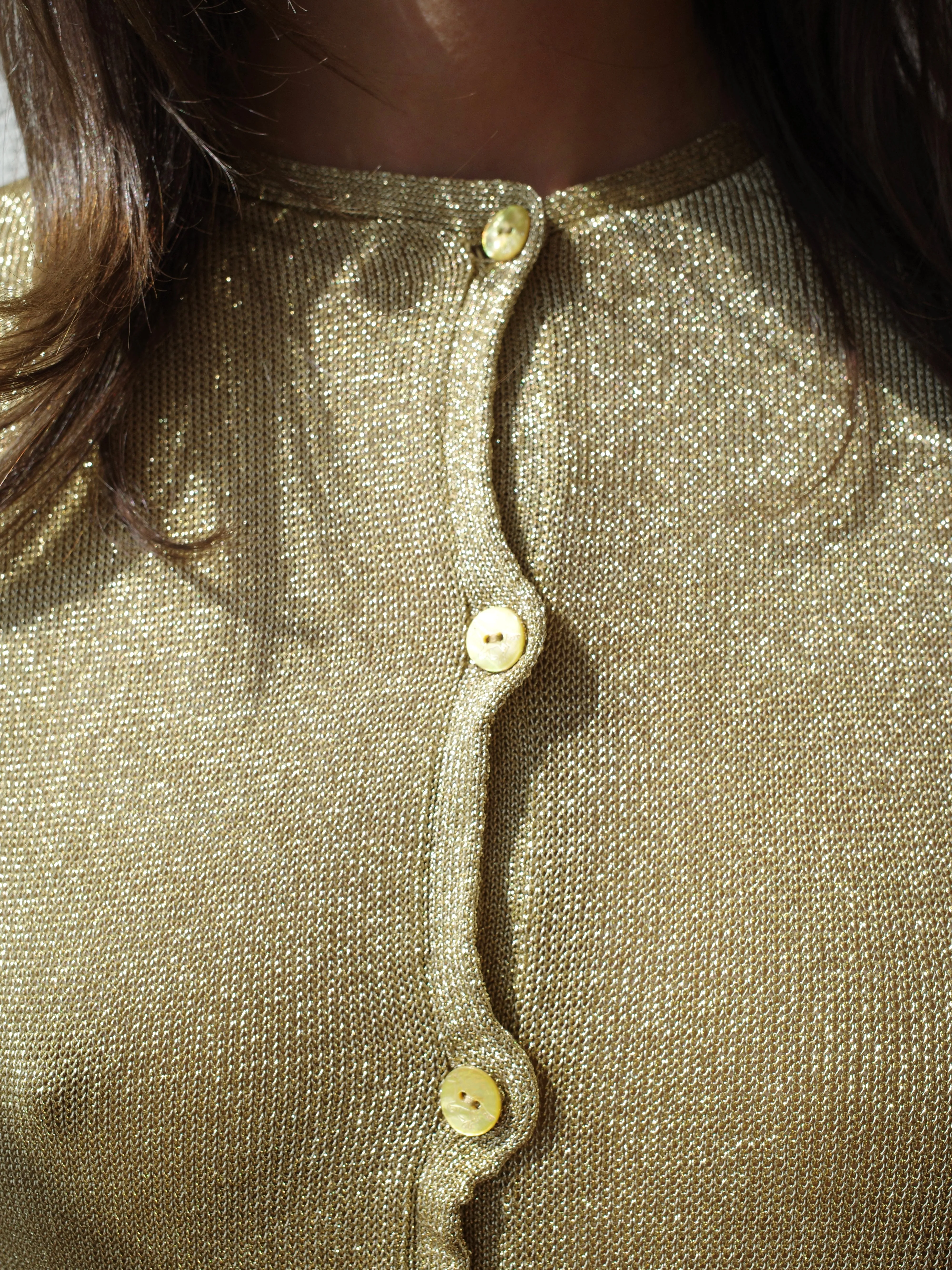The Knit Pointelle Godet Cardigan - Gold sold by Conner Ives product image thumbnail 4