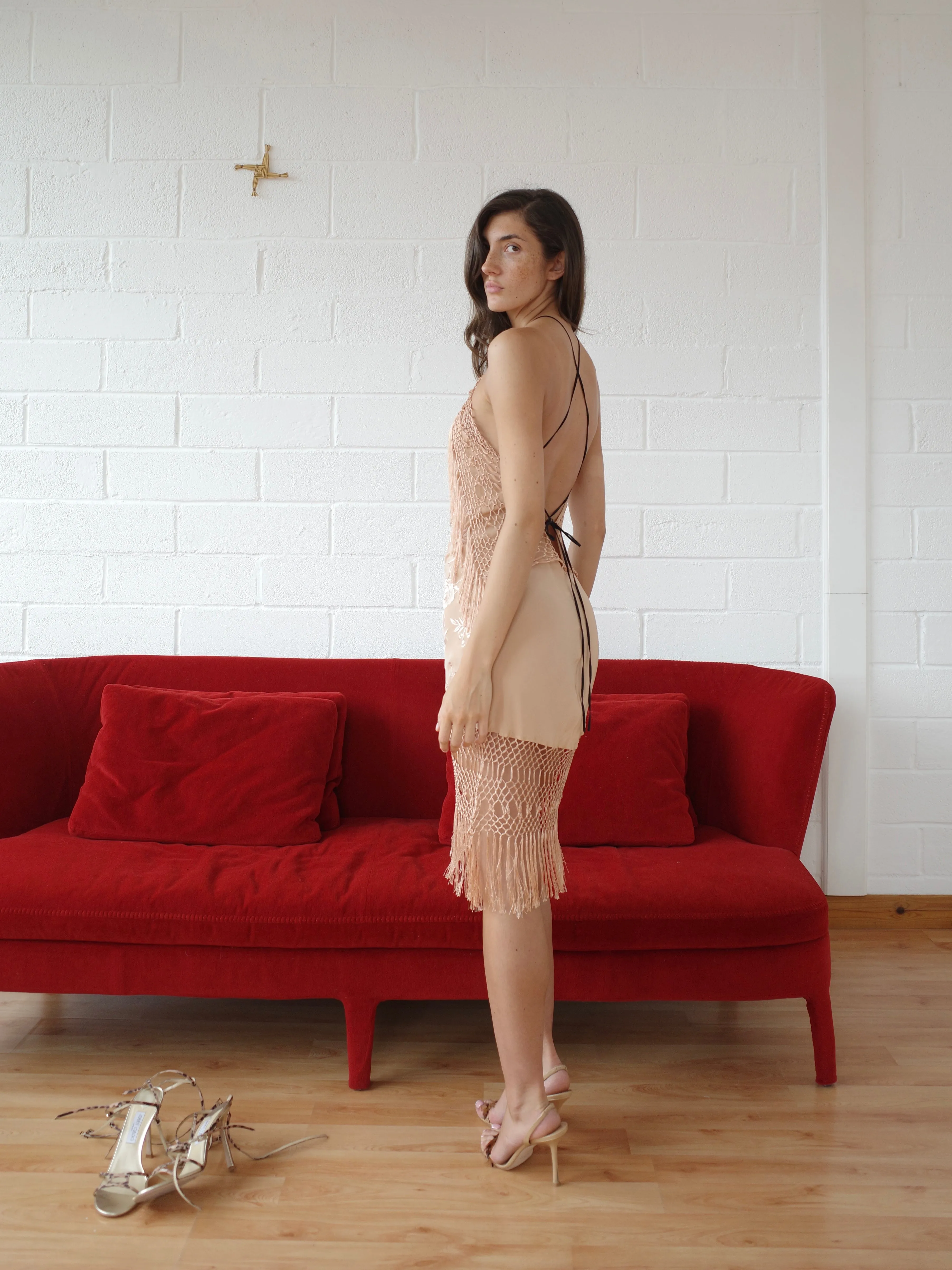The Piano Shawl Mini Dress - Nude sold by Conner Ives product image thumbnail 4