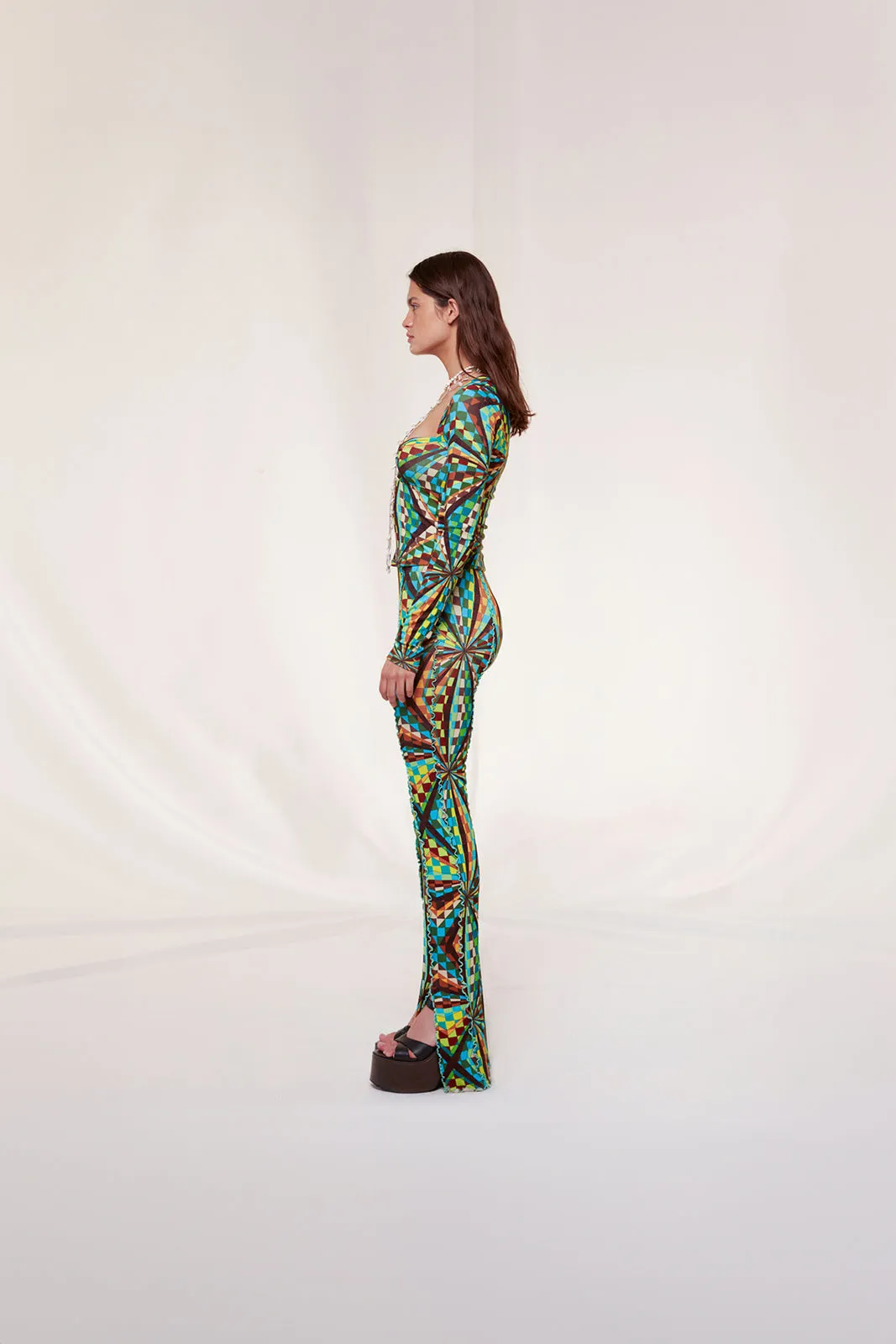 MULT - Kaleidoscope printed knit pants with contrast stitching sold by Siedres product image thumbnail 2