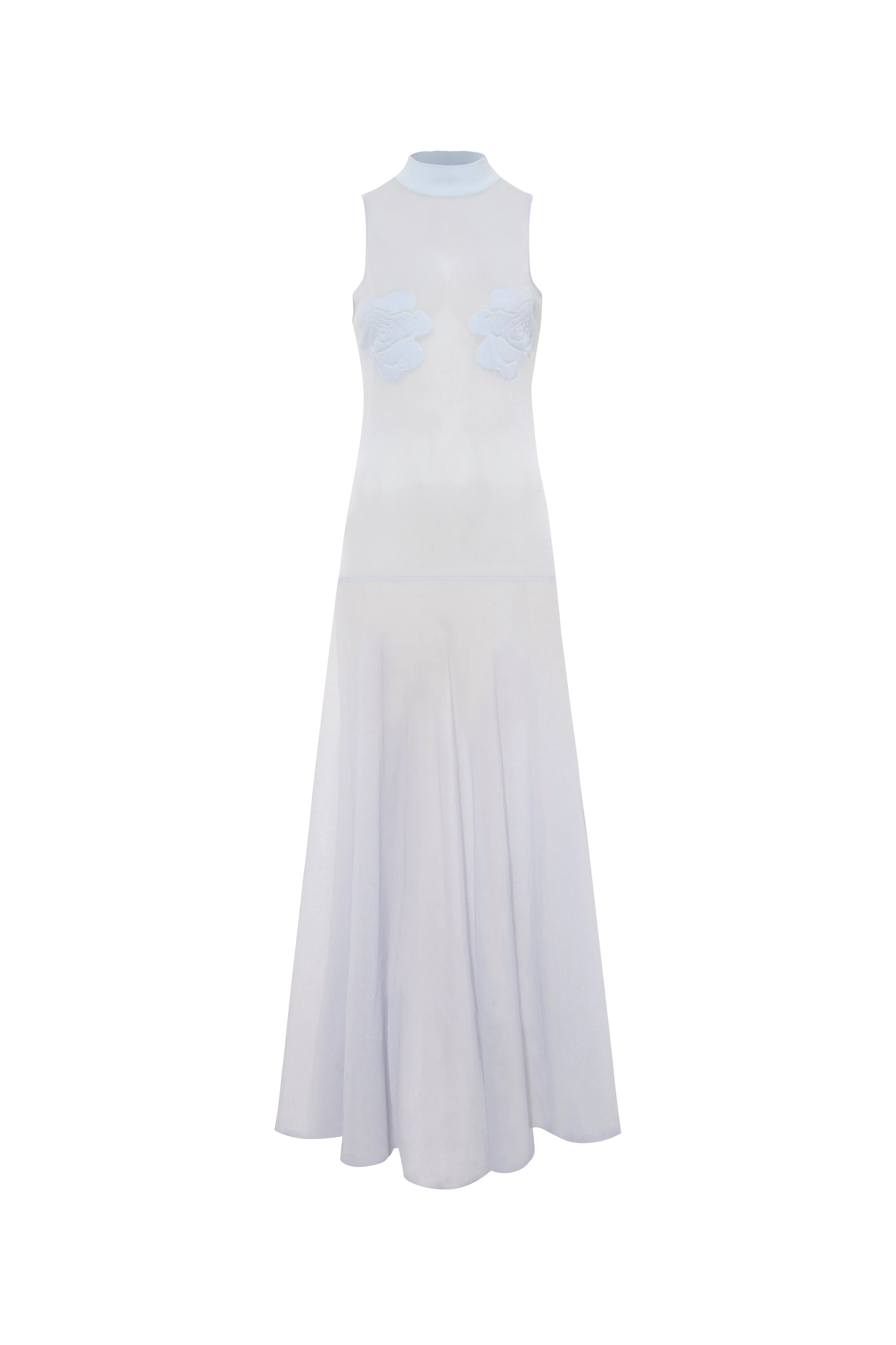 SINA - Mock neck jacquard flower detailed sheer knit dress sold by Siedres product image thumbnail 4