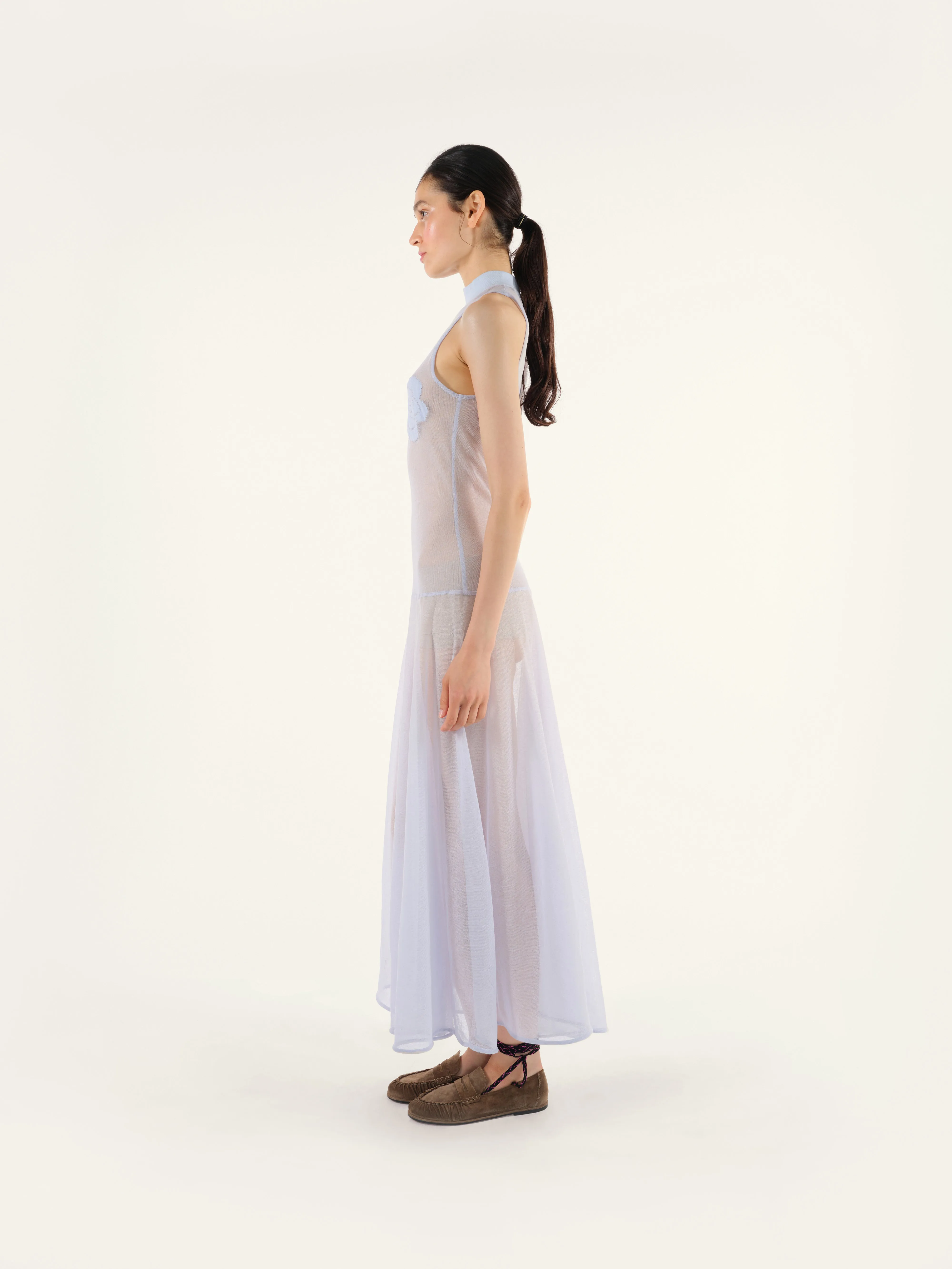 SINA - Mock neck jacquard flower detailed sheer knit dress sold by Siedres product image thumbnail 2