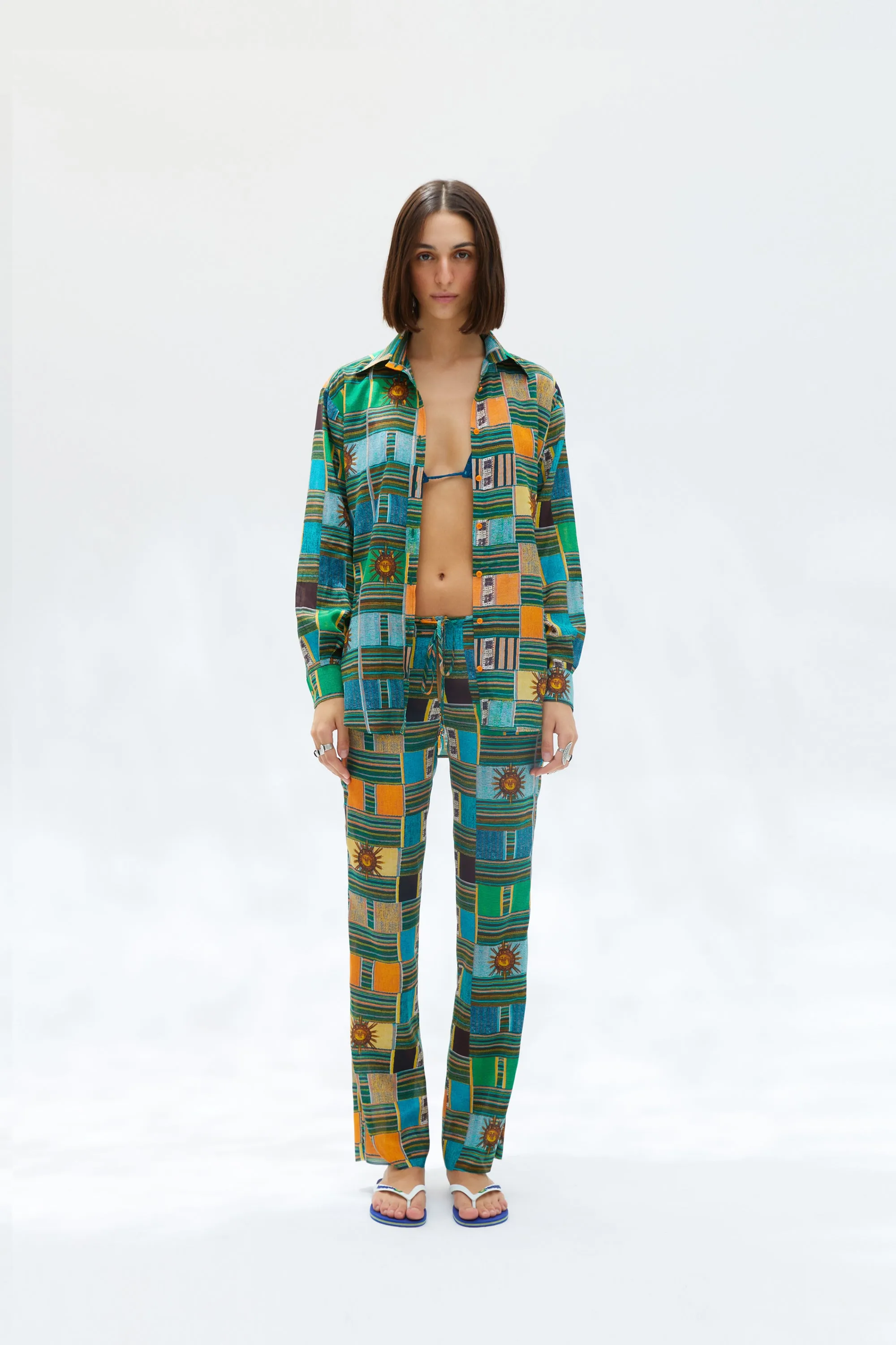 TARA - Printed raw-edge pants sold by Siedres