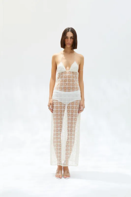 MORY - Bead-embellished sheer maxi dress sold by Siedres