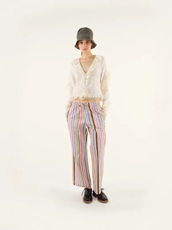 NEDI - Multicolour striped drawstring pants sold by Siedres
