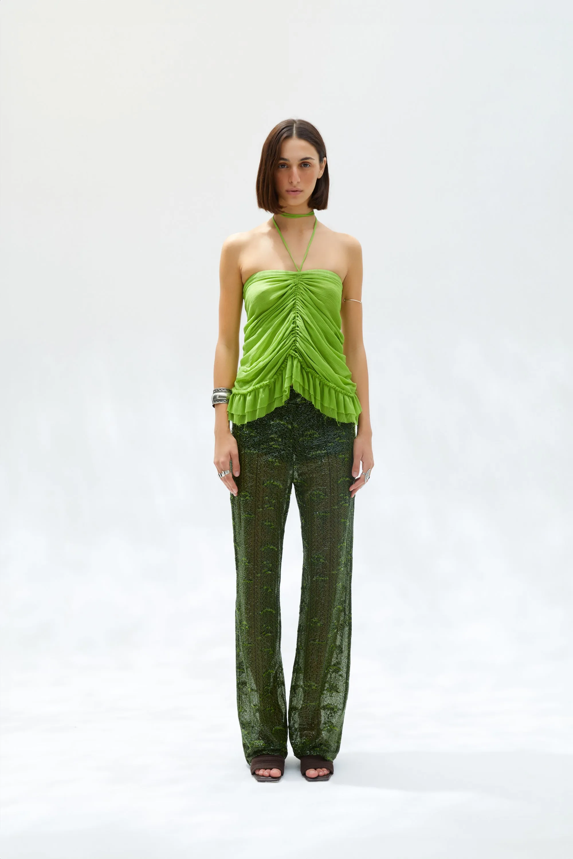 NEDI - Sequin embellished wide-leg pants sold by Siedres