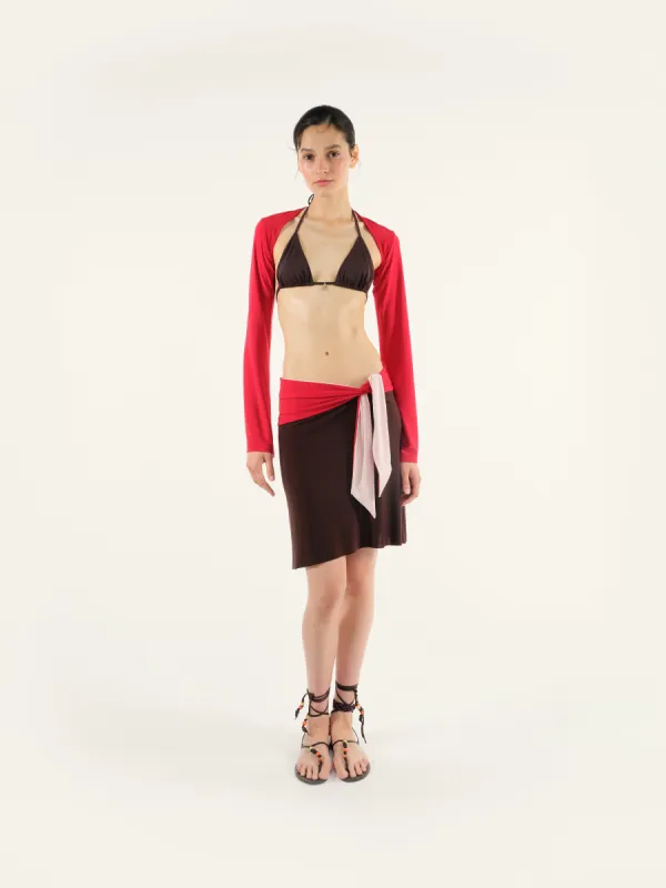 MILEN - Colour blocked midi jersey skirt sold by Siedres