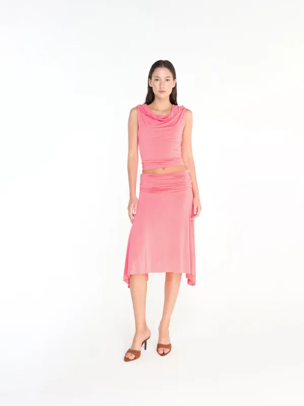 MIMI - Asymmetric draped jersey skirt sold by Siedres