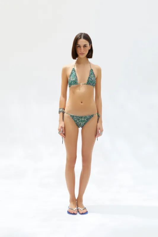 VULF - Printed triangle bikini top with ruflles sold by Siedres