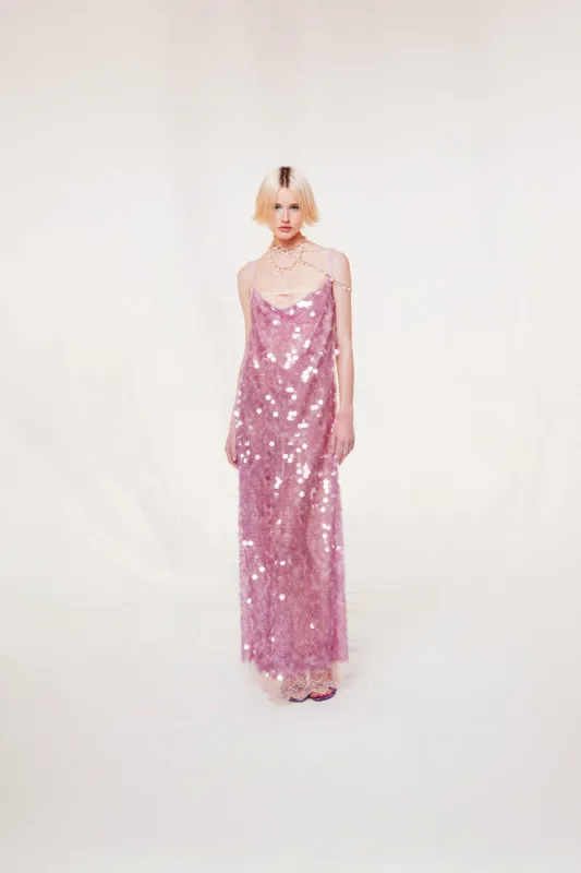 KEBI - Lace-trimmed sequined dress sold by Siedres