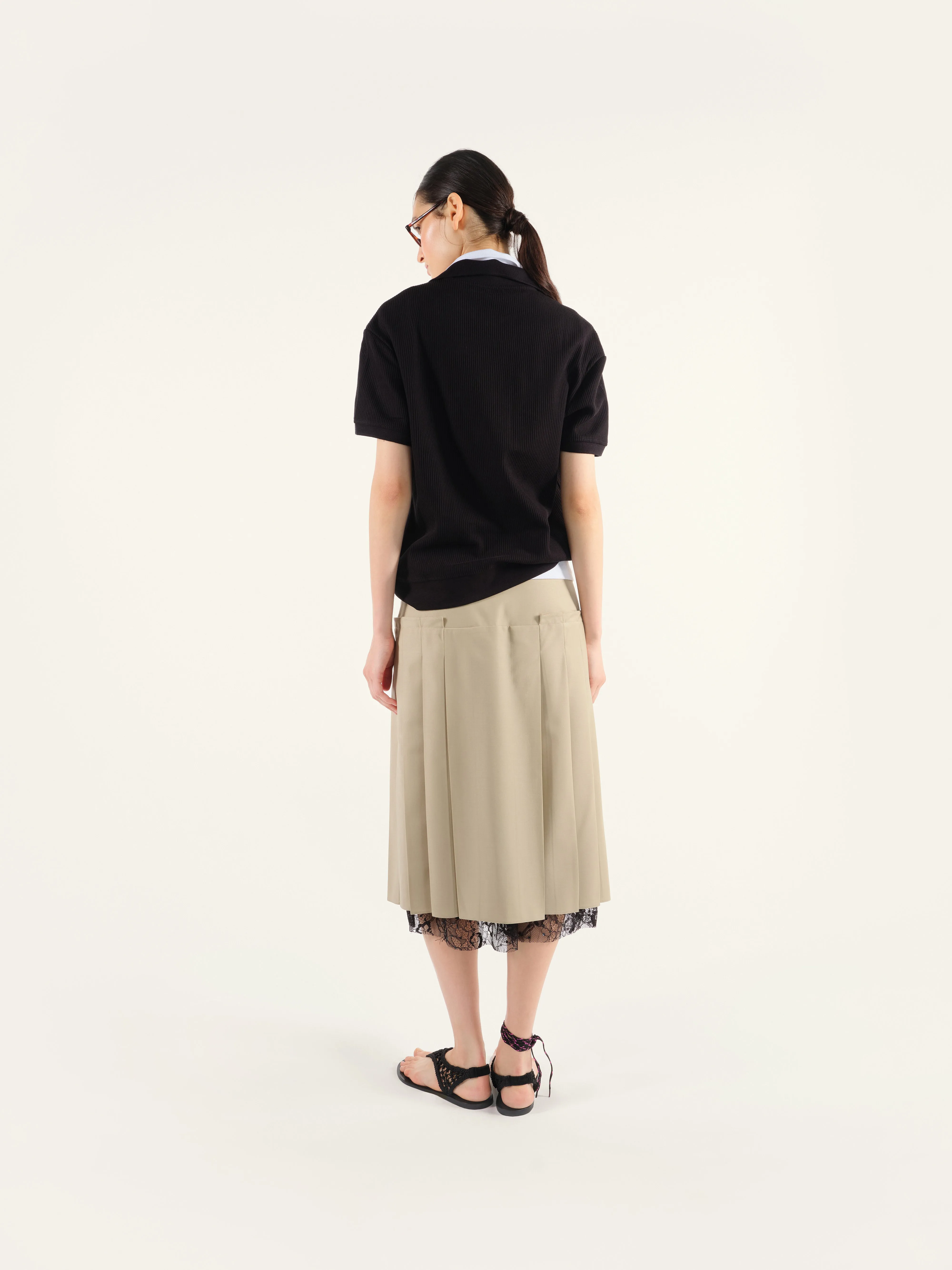 BRIT - Pleated midi skirt with lace and slit details sold by Siedres product image thumbnail 3