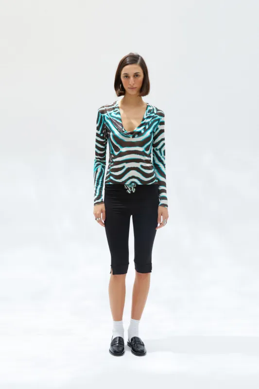 CASEY - Zebra print cape detailed top sold by Siedres