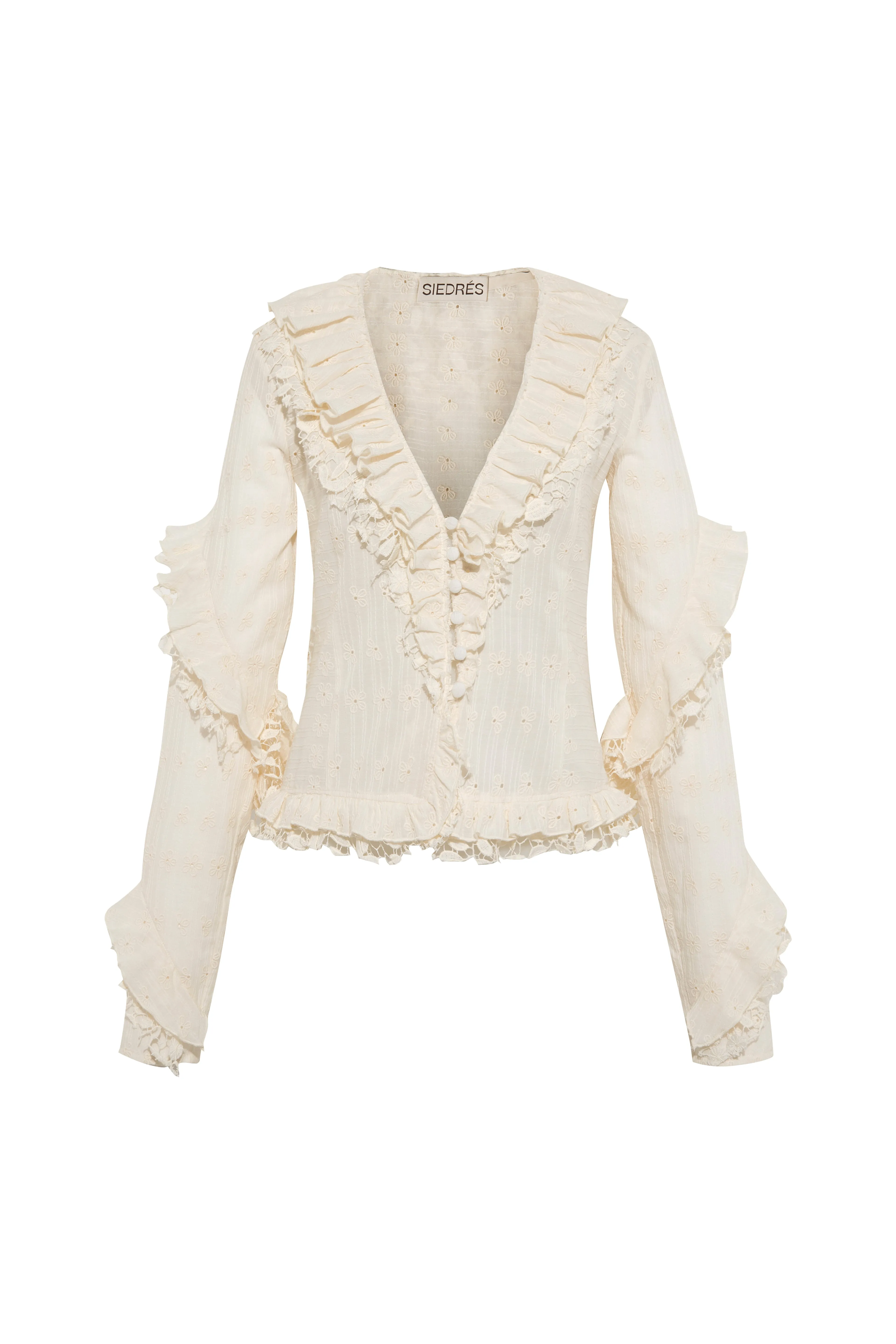 CARLY - Lace and ruffle detailed long sleeved top sold by Siedres product image thumbnail 4