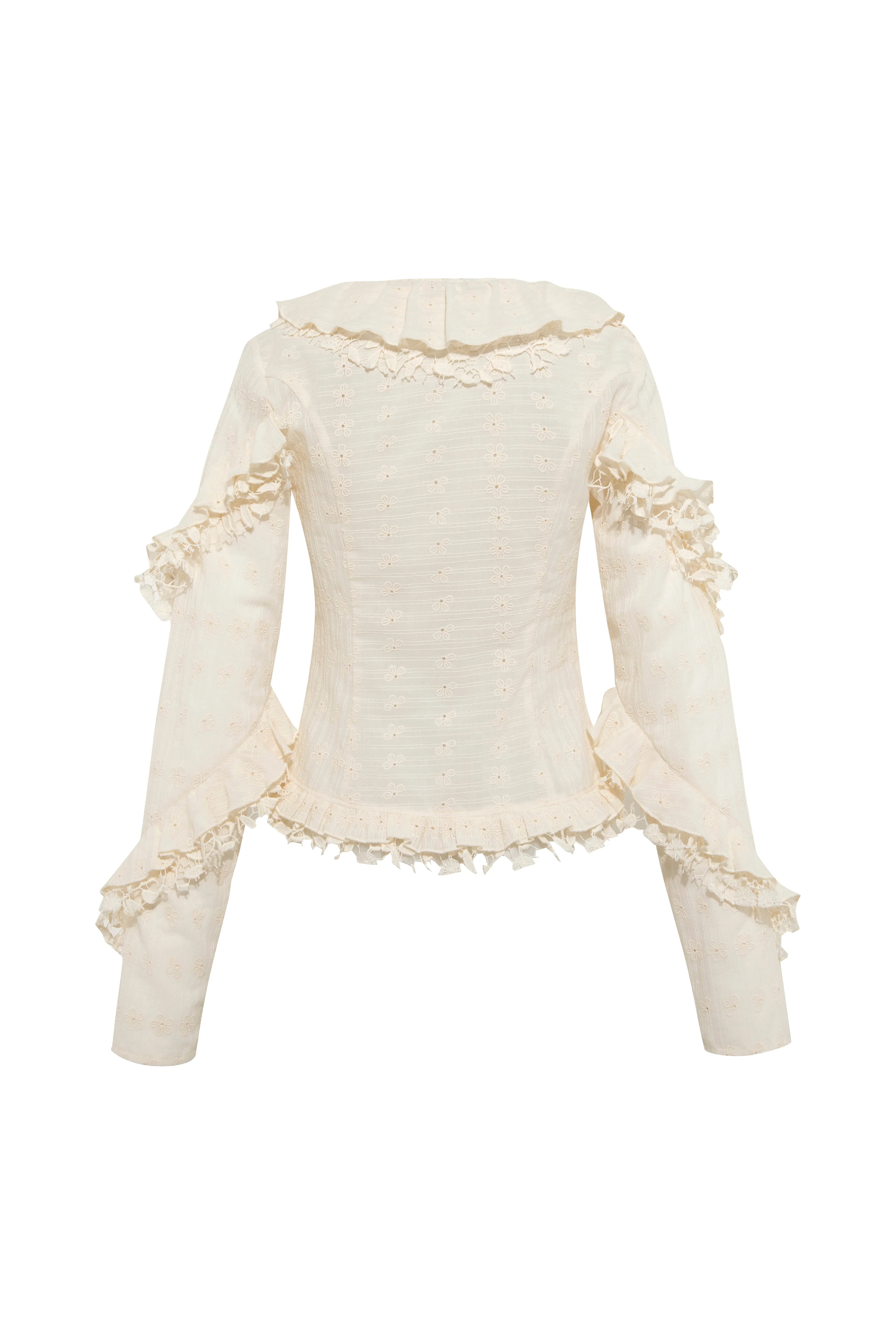 CARLY - Lace and ruffle detailed long sleeved top sold by Siedres product image thumbnail 5