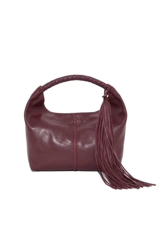 MINI GALIA - Mini tote bag with woven handle and removable tassel charm sold by Siedres