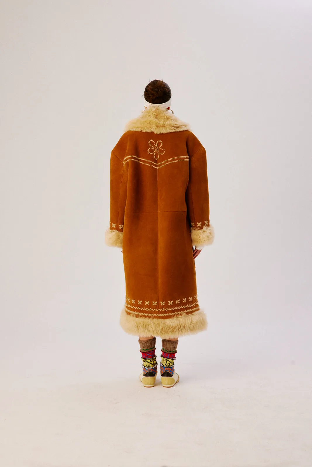 KENY - Embroidered shearling trimmed coat sold by Siedres product image thumbnail 3
