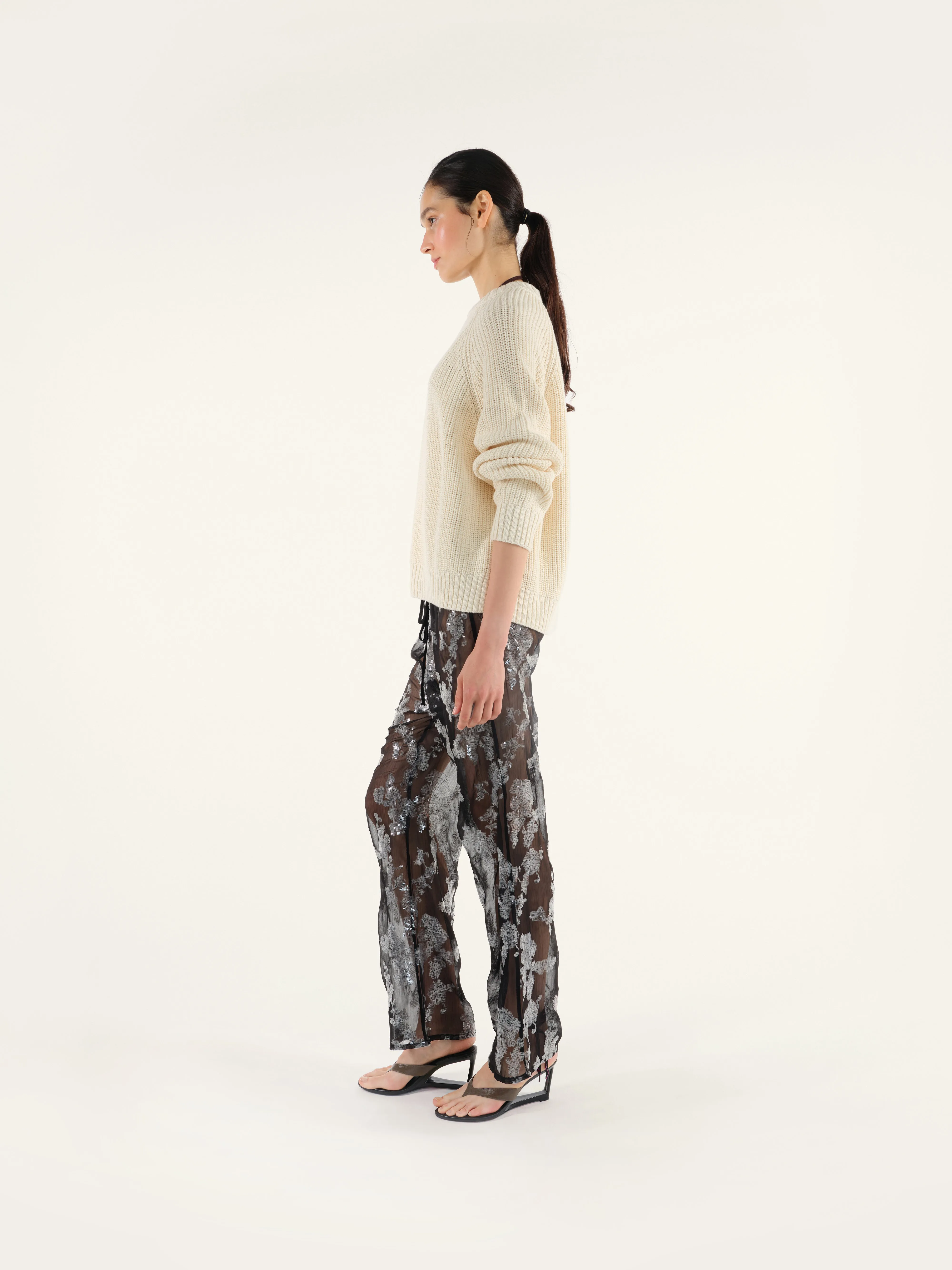 NEDI - Sequin detailed sheer drawstring pants sold by Siedres product image thumbnail 2