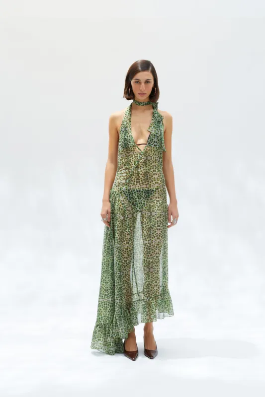 ARIN - Halterneck maxi dress with ruffles sold by Siedres