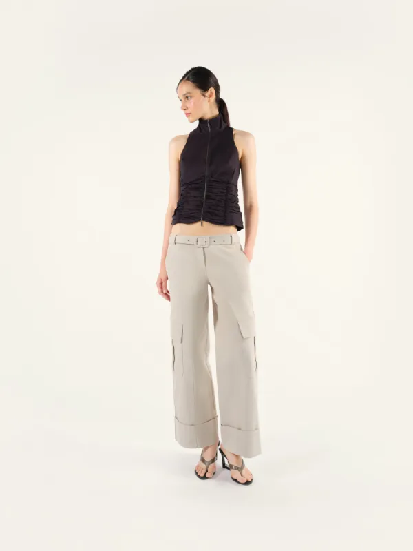 WARTZ - Zip-up sleeveless shirt with ruching details sold by Siedres