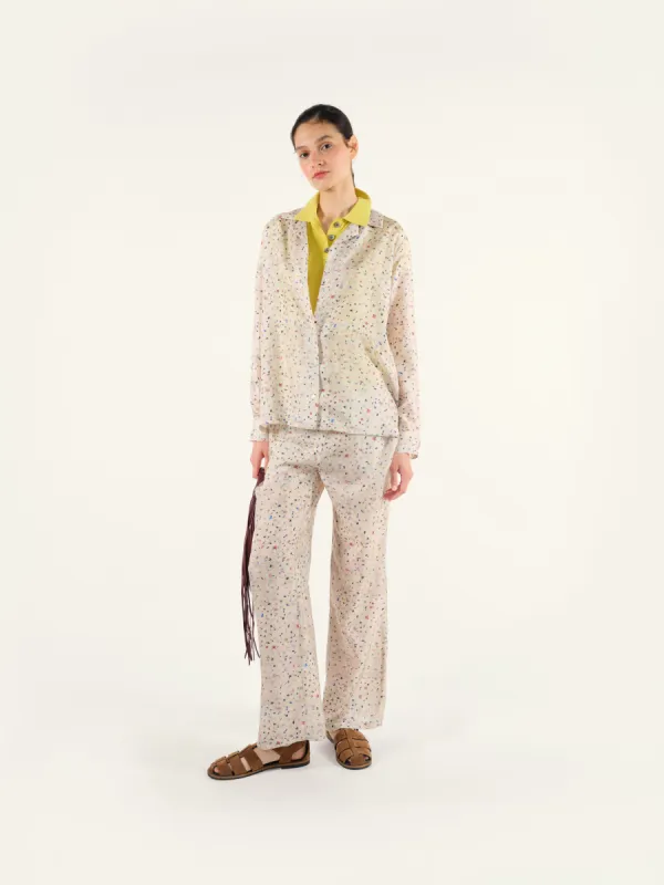 INDI - Floral printed wide-leg silk pants sold by Siedres