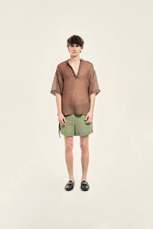 CASE - Mid-length cuffed shorts with tie closure sold by Siedres