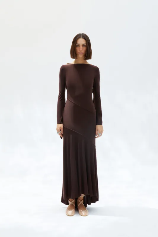 ALIN - Open-back maxi jersey dress with crochet detail sold by Siedres