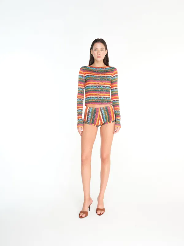 AFRA - Printed mini jersey shorts sold by Siedres