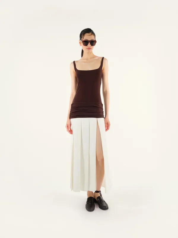 LIENA - Pleated jersey and cotton mix maxi dress sold by Siedres