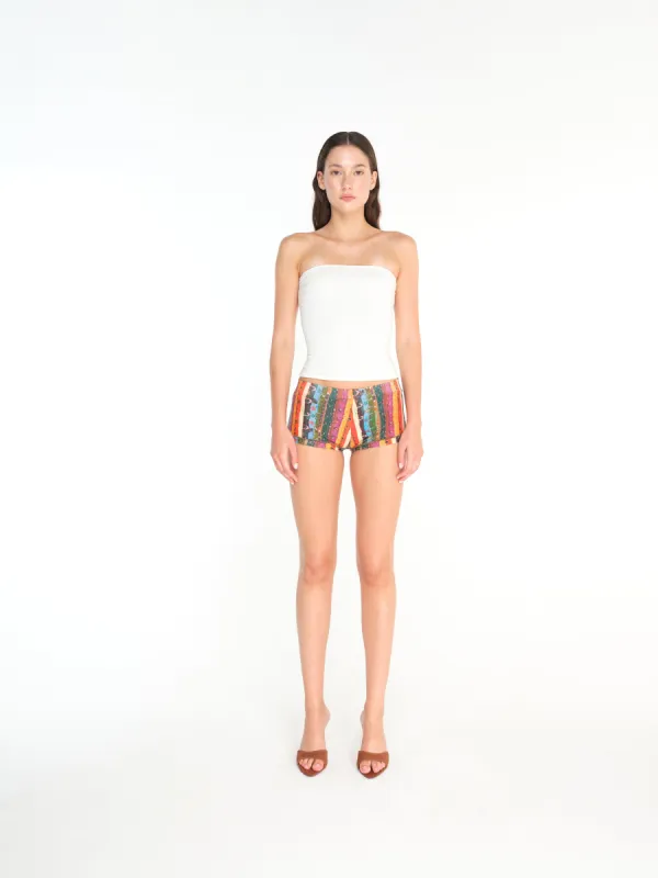 DENY - Strapless jersey top with logo detail sold by Siedres