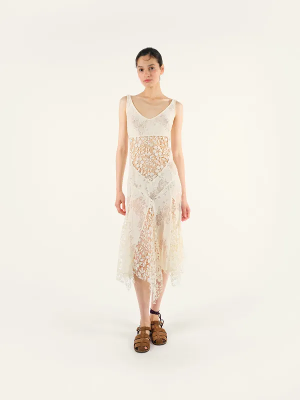 CHES - Lace panelled midi dress sold by Siedres