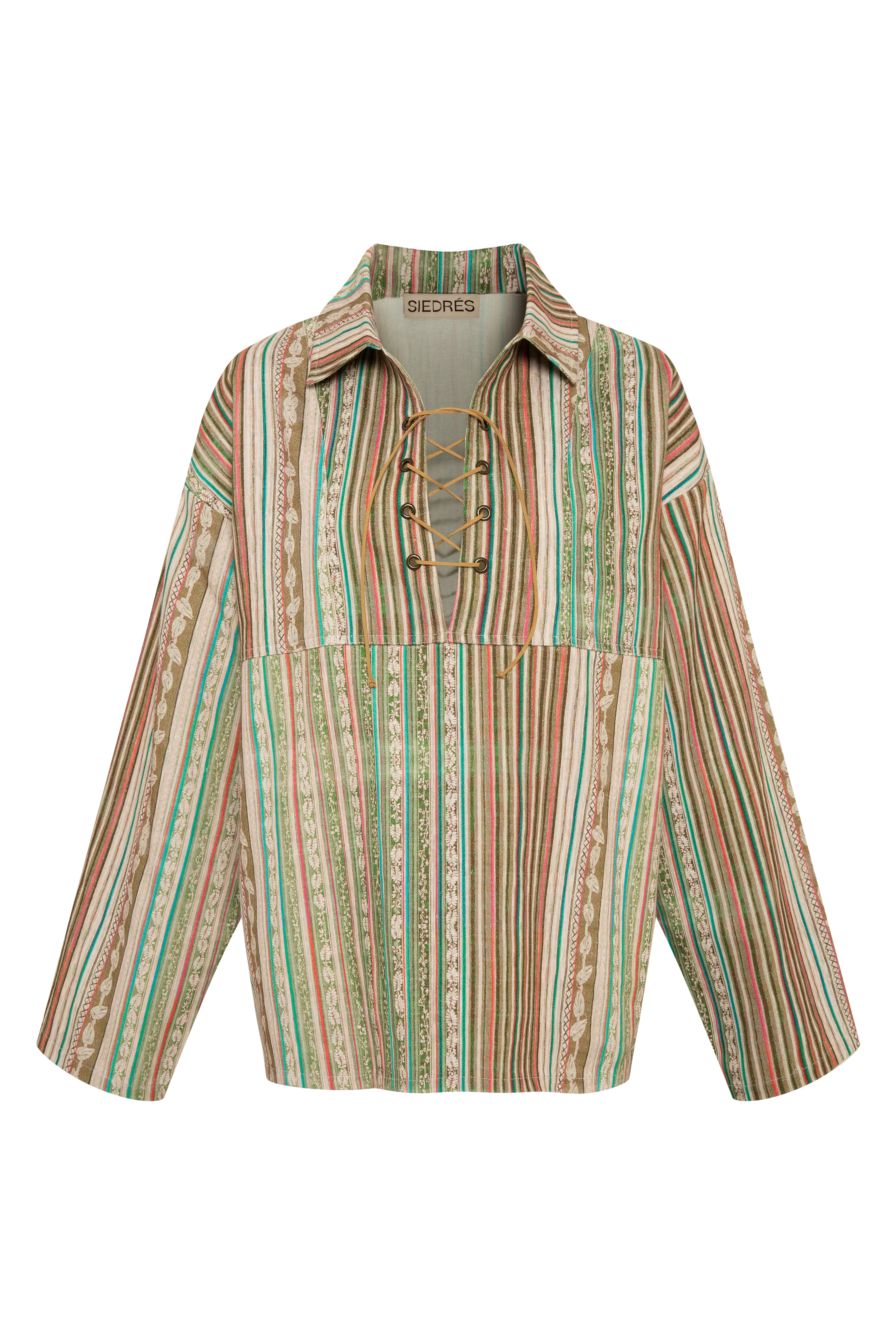 ATINI - Open-collar long sleeve cotton overshirt sold by Siedres product image thumbnail 4