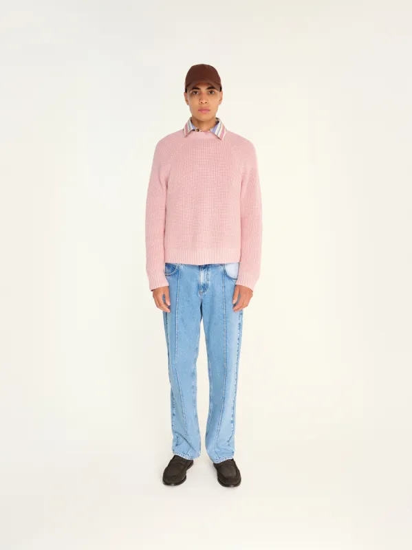 DUZY - Crew neck cotton knit sweater with logo detail sold by Siedres