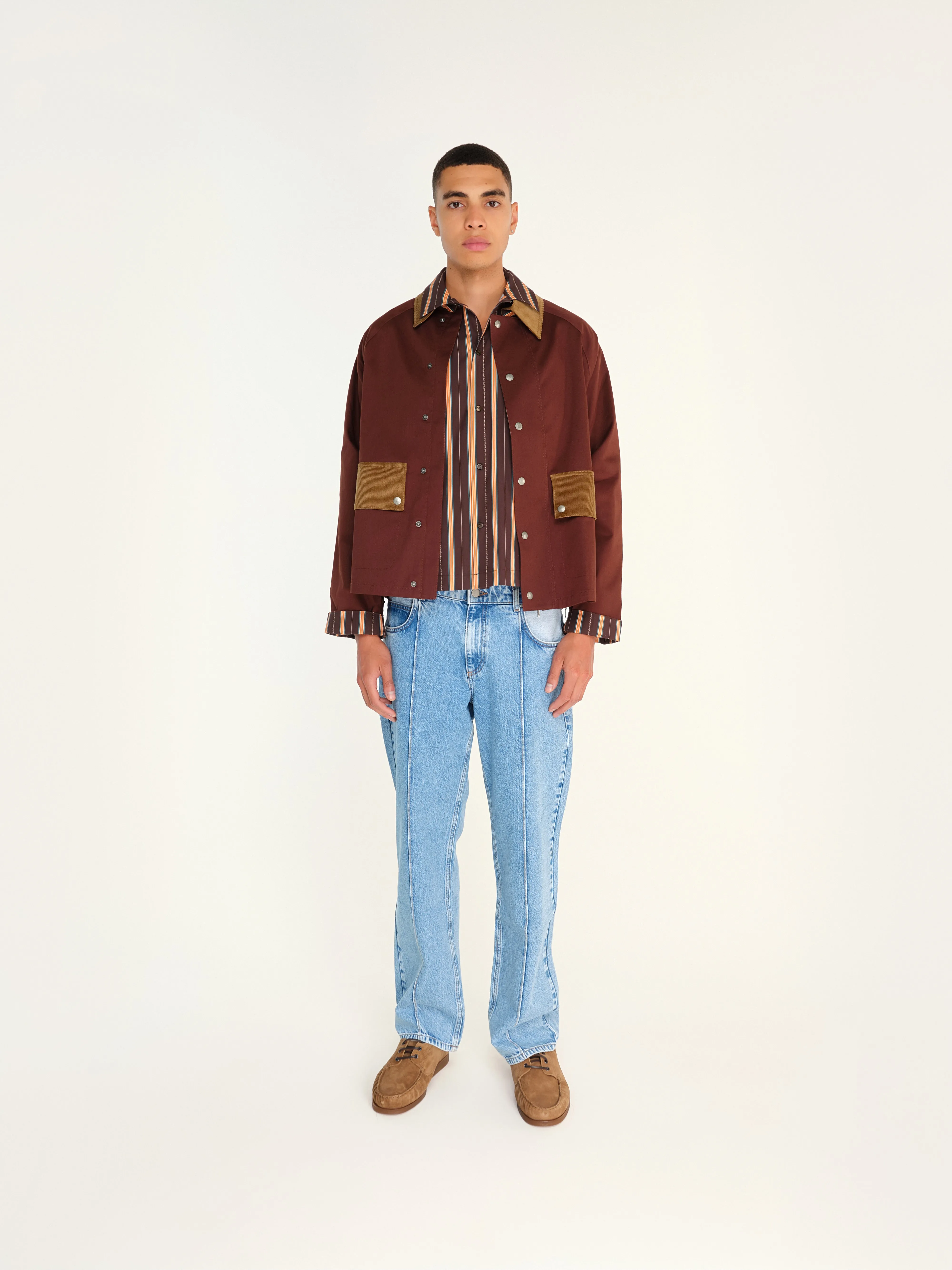 MUSY - Corduroy trimmed cotton jacket with printed lining sold by Siedres
